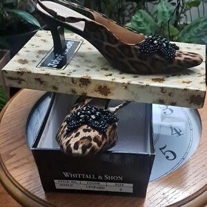 Leopard Print Heels with Black Embellishments